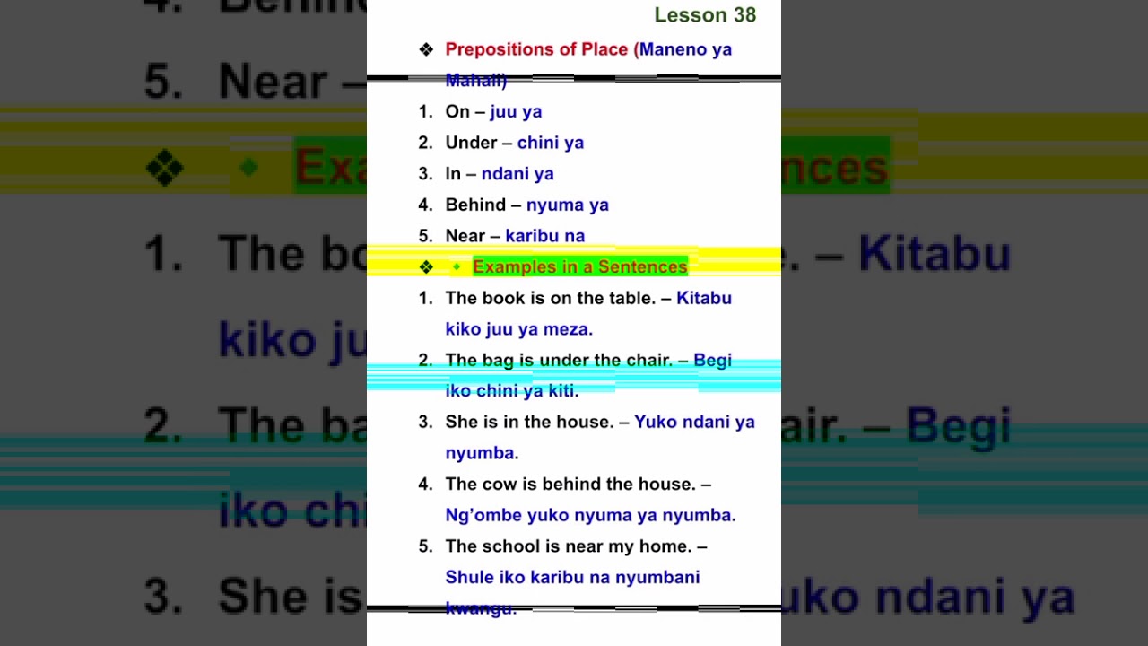 Prepositions of place in Swahili #kiswahili #Learn Swahili language with teacher ibrahim on YouTube