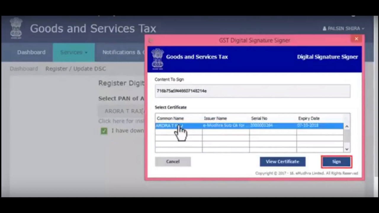 guide for registering dsc @www.gst.gov.in