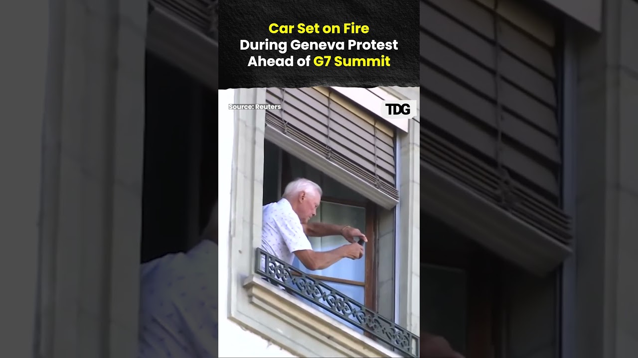 Car Set Ablaze During Anti-G7 Protest in Geneva Ahead of Leaders' Summit