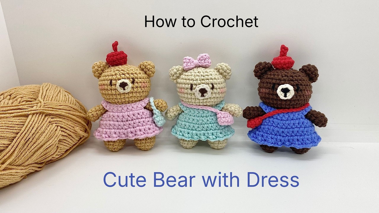 How to Crochet Cute Bear with Dress 🧸🧶 | Beginner Amigurumi Step by StepTutorial