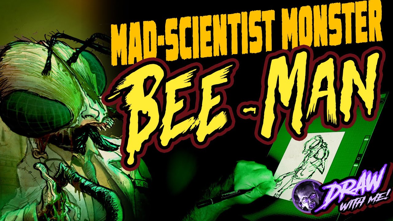MONSTER BEE-MAN - DRAW WITH ME - illustrator David Hartman