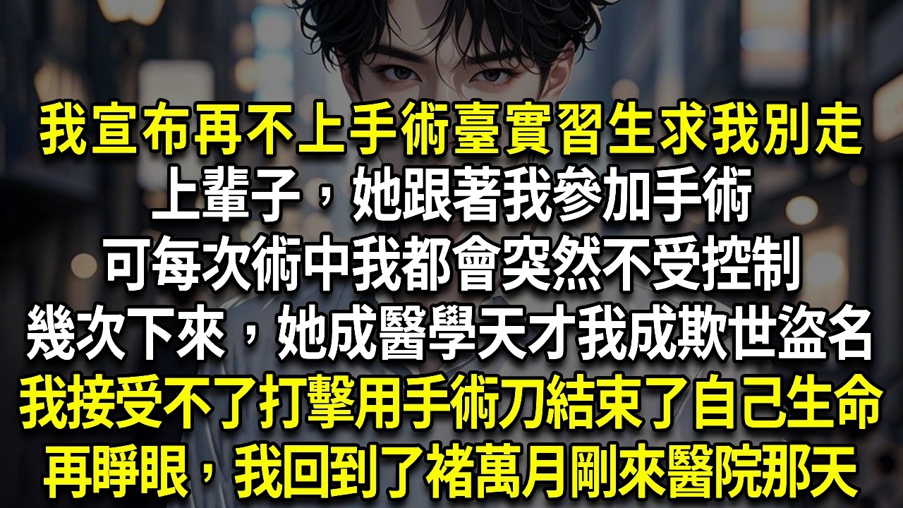 我宣布再不上手術臺實習生求我別走上輩子，她跟著我參加手術可每次術中我都會突然不受控制幾次下來，她成醫學天才我成欺世盜名我接受不了打擊用手術刀結束了自己生命再睜眼，我回到了褚萬月剛来醫院那天