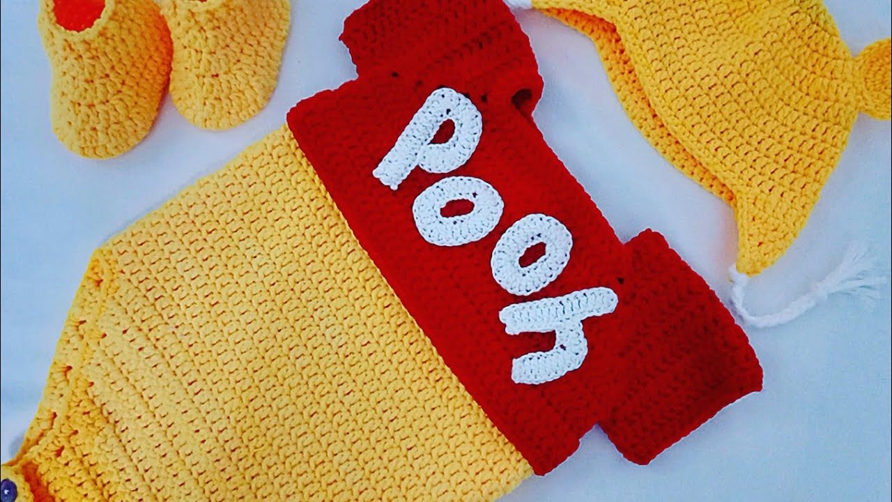 Short clip of crochet  Winnie the Pooh inspired baby  onesie, uploading full video soon....