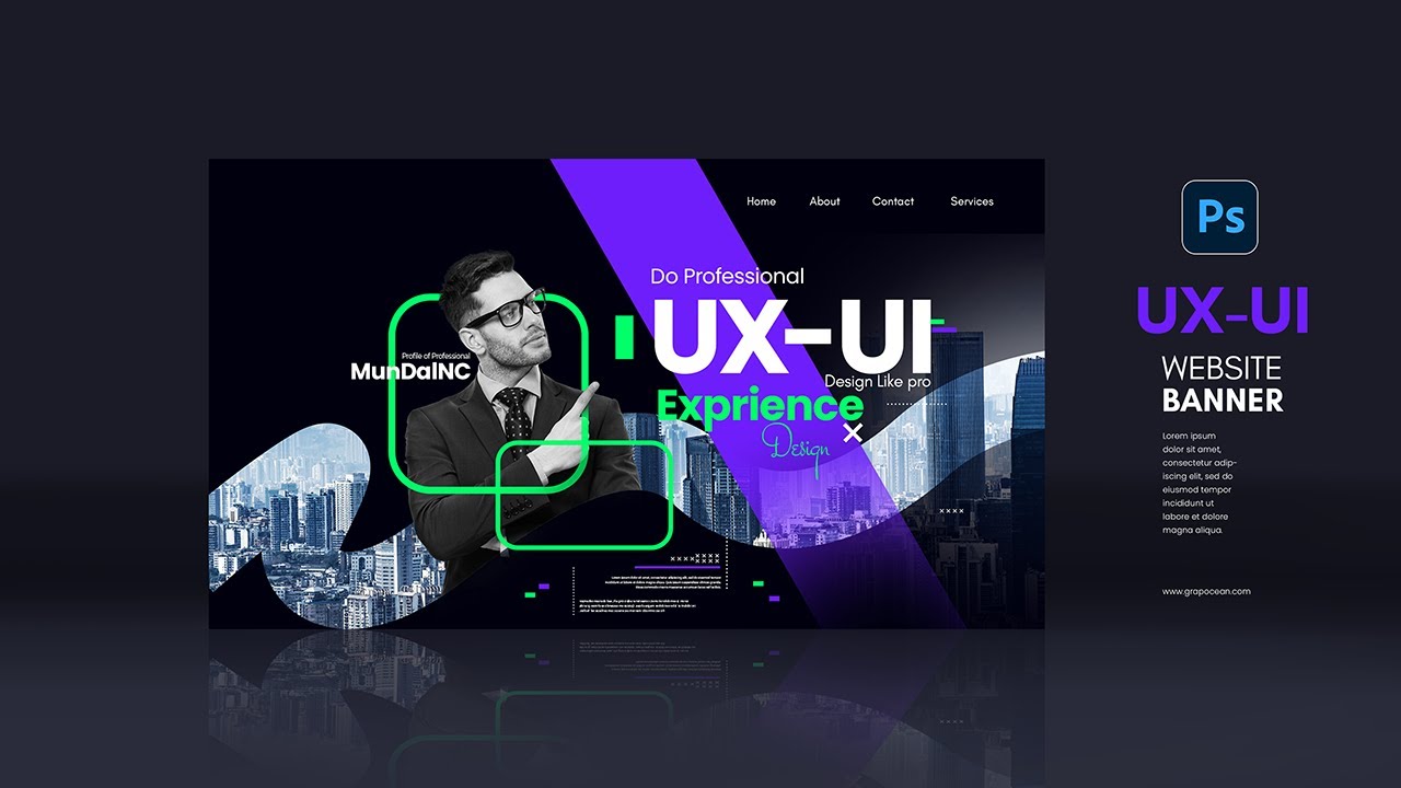 Professional website banner Design | Adobe Photoshop Tutorial