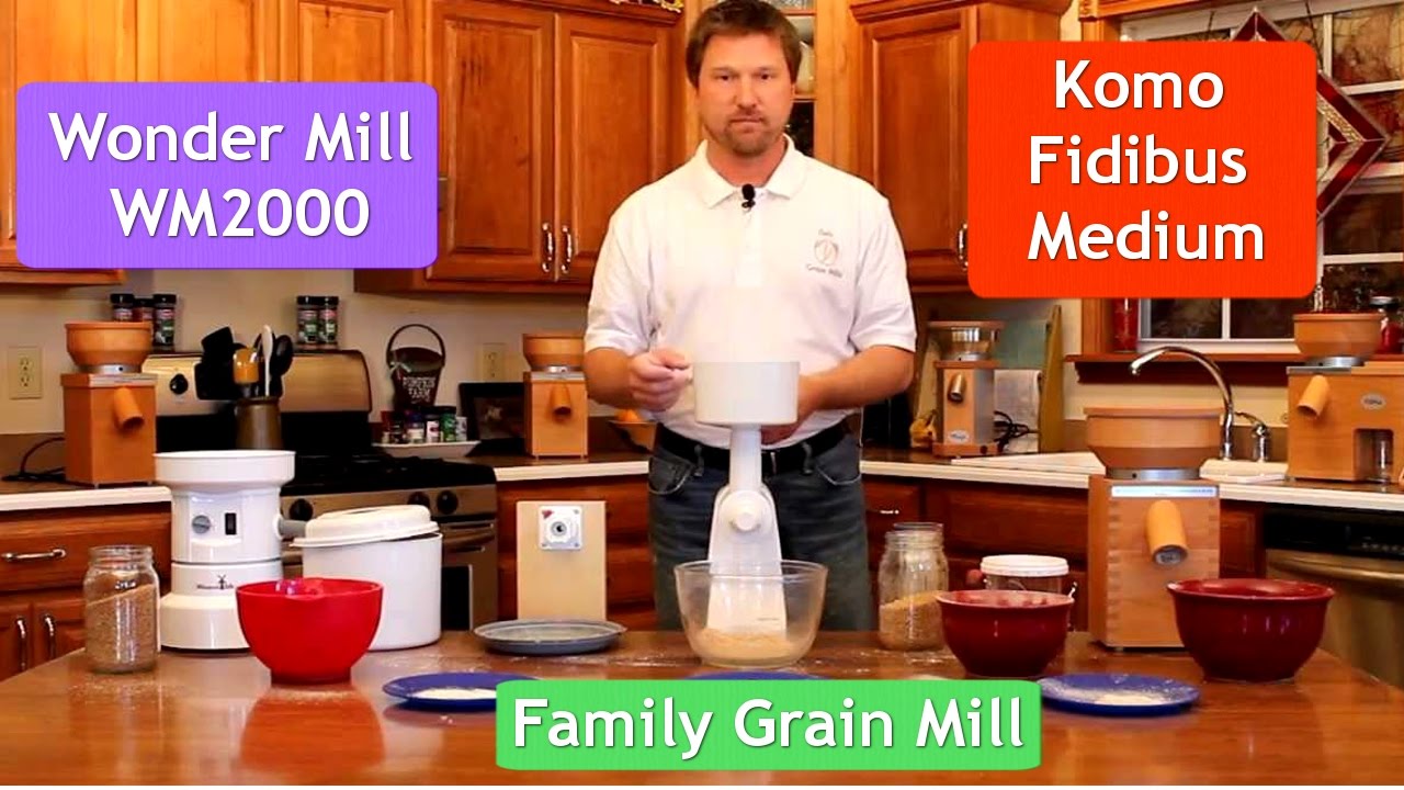 Тест обзор сравнение электрических мельниц Komo Fidibus Medium, Wonder Mill WM2000 Family Grain Mill