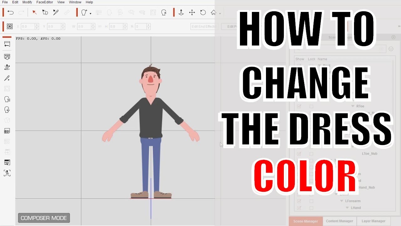 Dress color change in cartoon animator 4