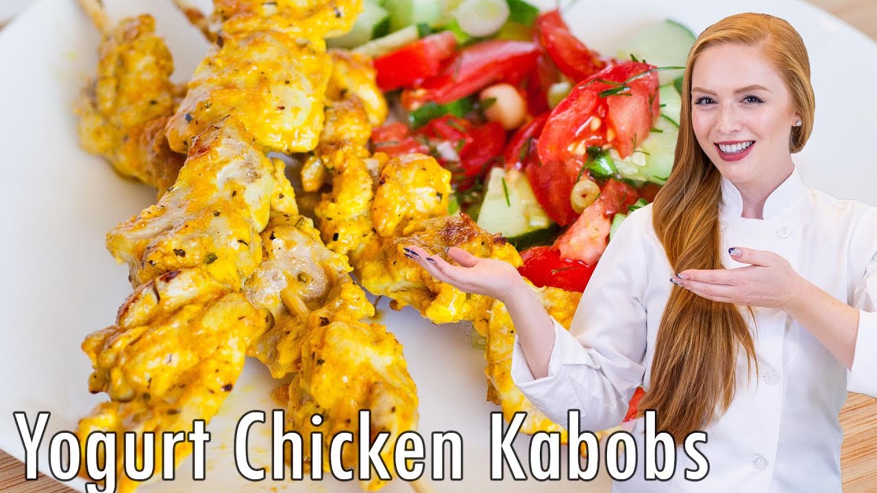 JUICY Yogurt Chicken Kabobs Recipe!! With Turmeric & Garlic!!