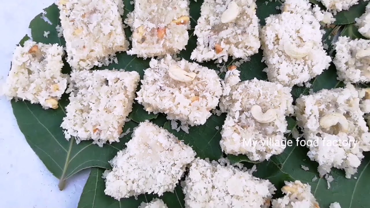 Coconut barfi prepared by my brother in my village #KitchenBhojanambuYum