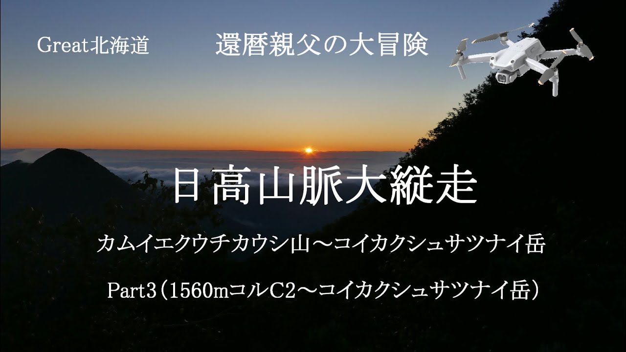 【還暦親父の大冒険】  日高山脈縦走　カムエク～コイカク岳　Part3　最大の難所･細尾根・急斜面・岩稜帯を登る。