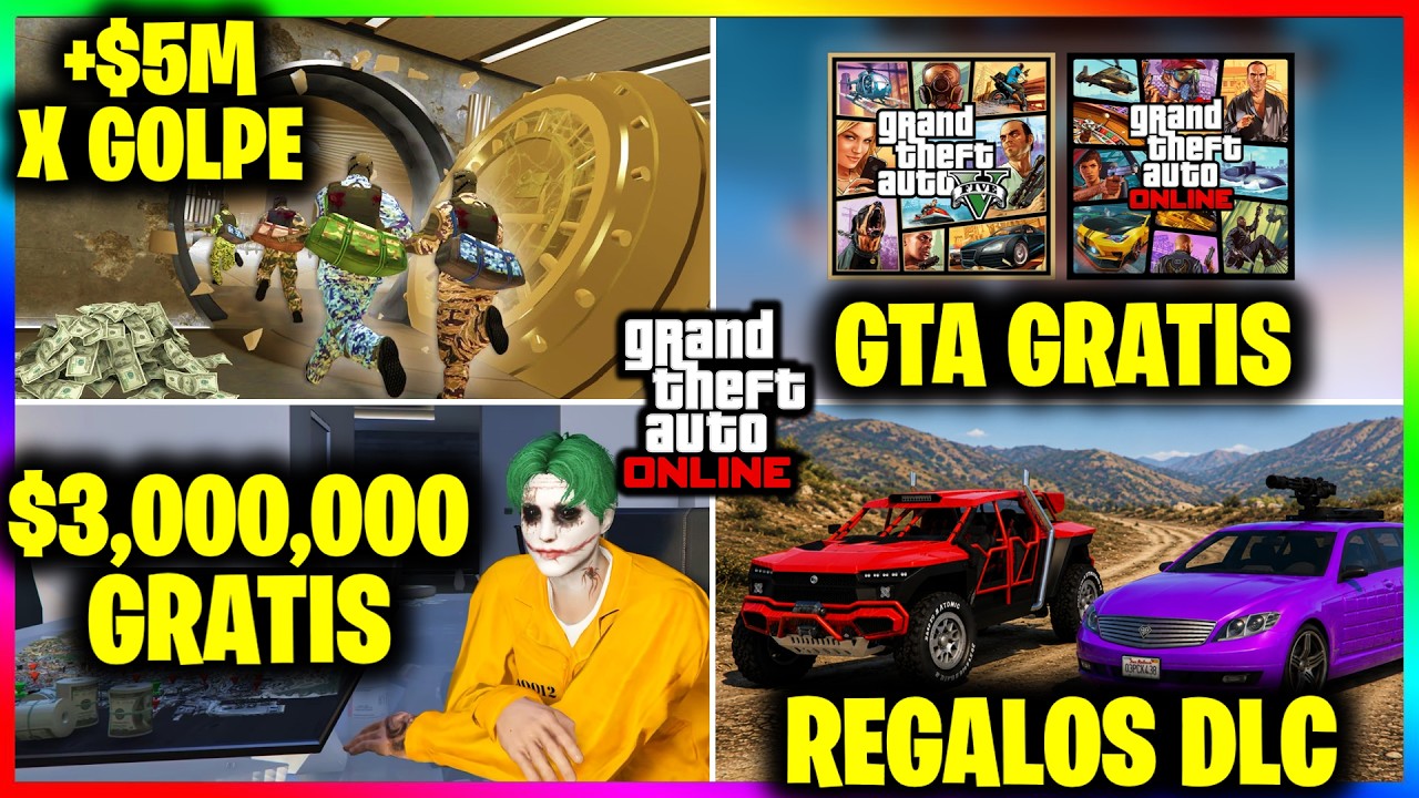 NUEVA ACTUALIZACION! GTA GRATIS! +$5M x GOLPE! NEGOCIO, 3 COCHES, MILLONES GRATIS & M&aacute;s! GTA Online