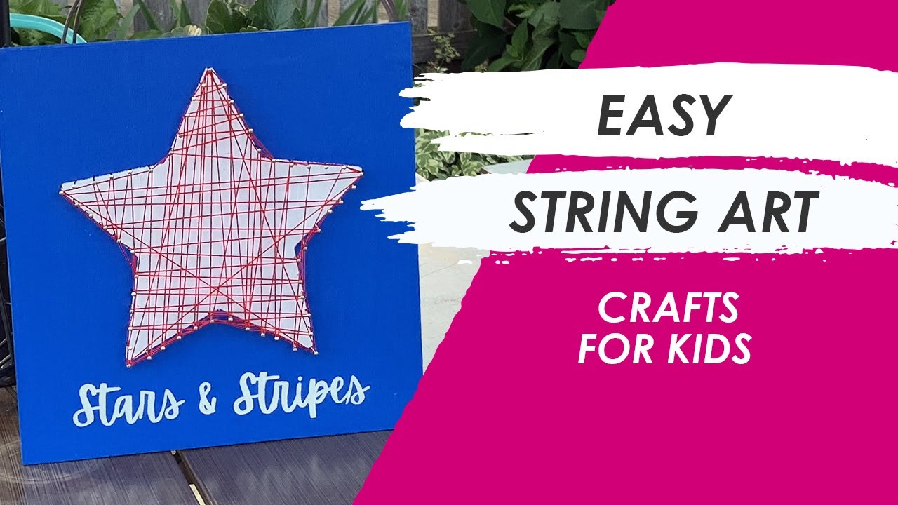 Easy String Art Sign with Ikonart Stencil Template | Crafts for Kids