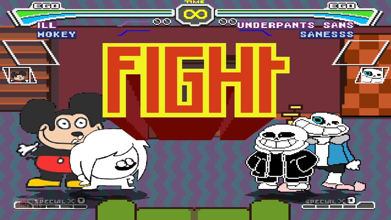 ILL & MOKEY  VS  UNDERPANTS SANS & SANESS | HILARIOUS MUGENS FIGHT!