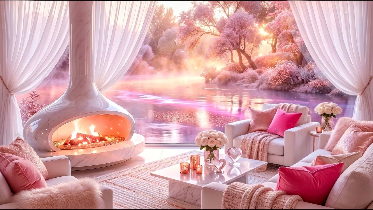 A Daydream Valentine 💗 Soft Romantic Piano | Dreamy River Glow & Calm Ambience
