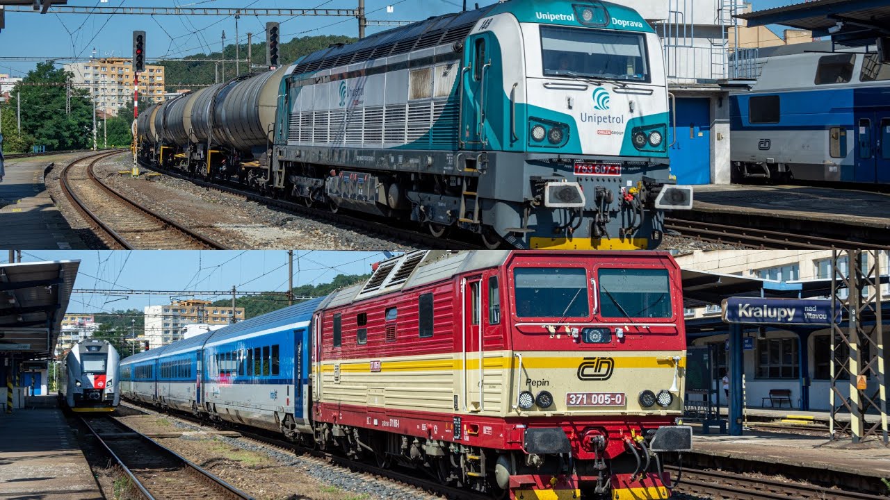 KRALUPY NAD VLTAVOU | TRENI PASSEGGERI E MERCI IN ARRIVO, PARTENZA E TRANSITO