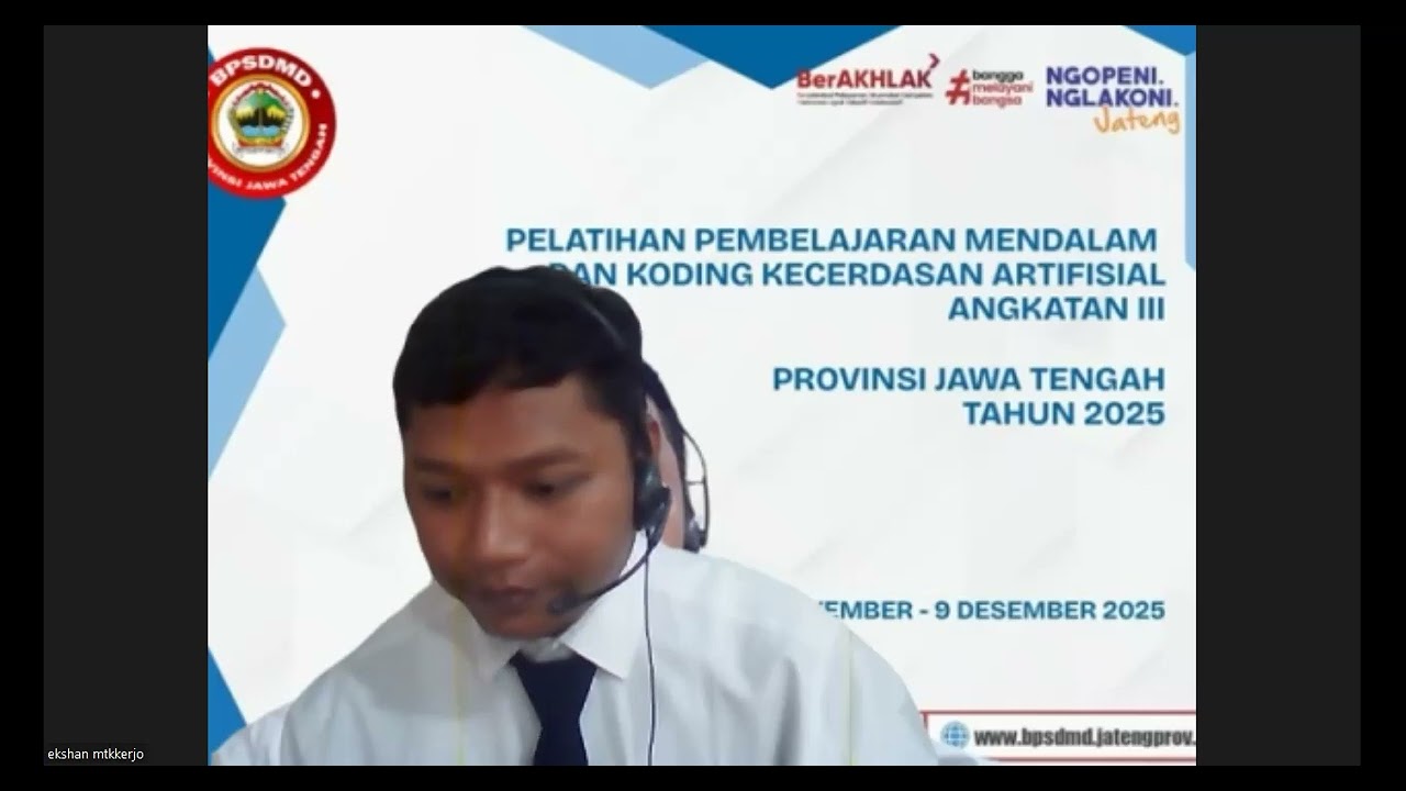 Diseminasi Pelatihan Pembelajaran Mendalam dan Koding Kecerdasan Artifisial BPSDMD Jateng Tahun 2025
