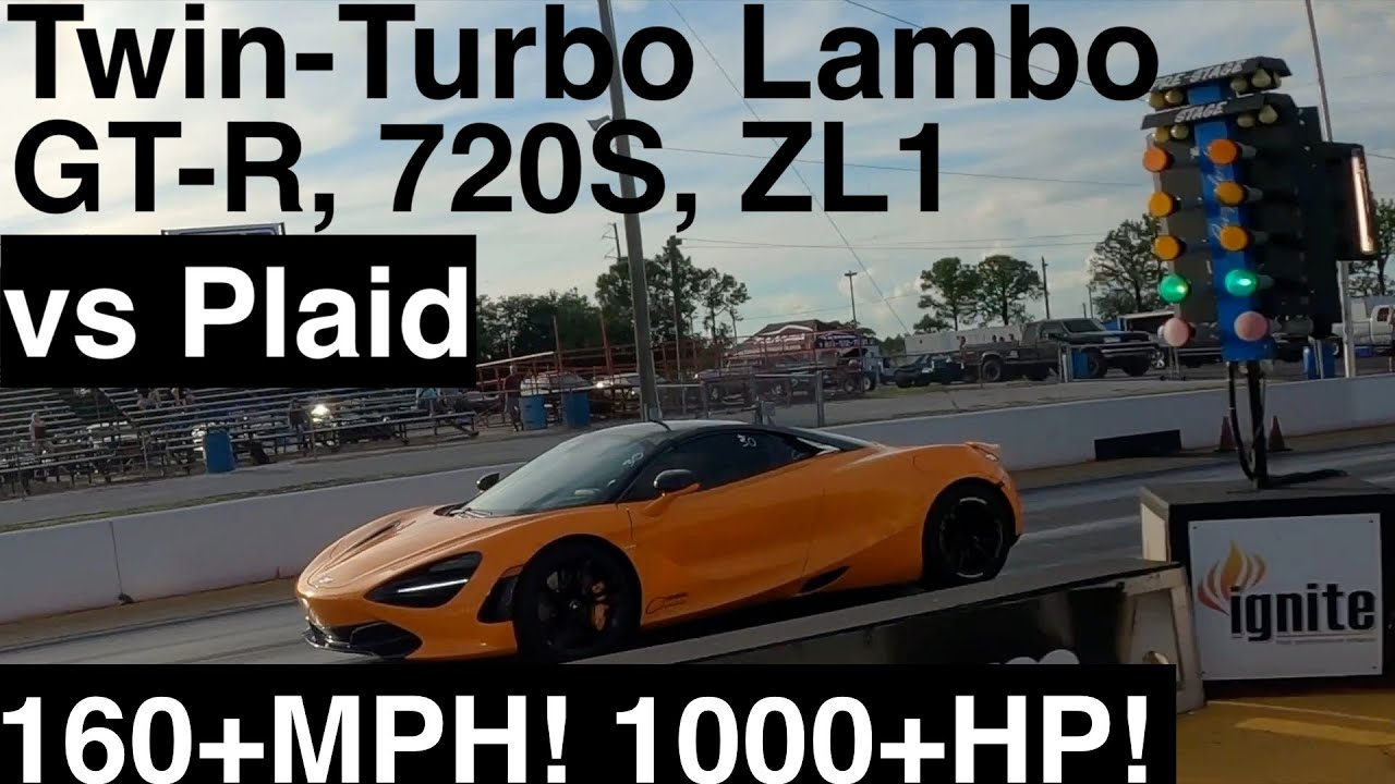 1000+HP Club! Plaid vs Twin-Turbo Lambo, 1100HP GT-R, McLaren 720S, and ZL1! Six runs over 160MPH!