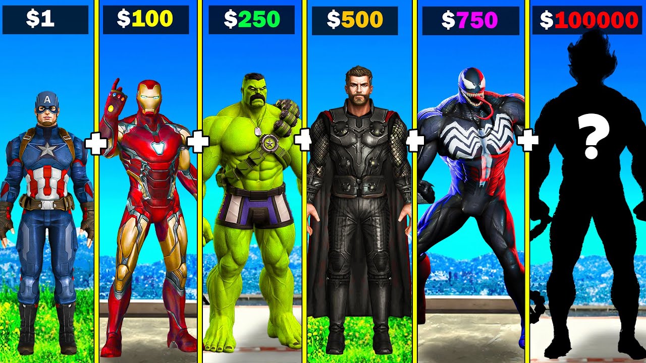Fusing HULK CAPTAIN AMERICA THOR IRONMAN and VENOM into GOD SUPERHERO in GTA 5