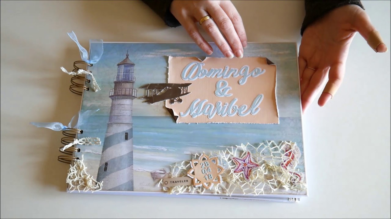 Libro de firmas con caja para Boda estilo marinero scrapbooking