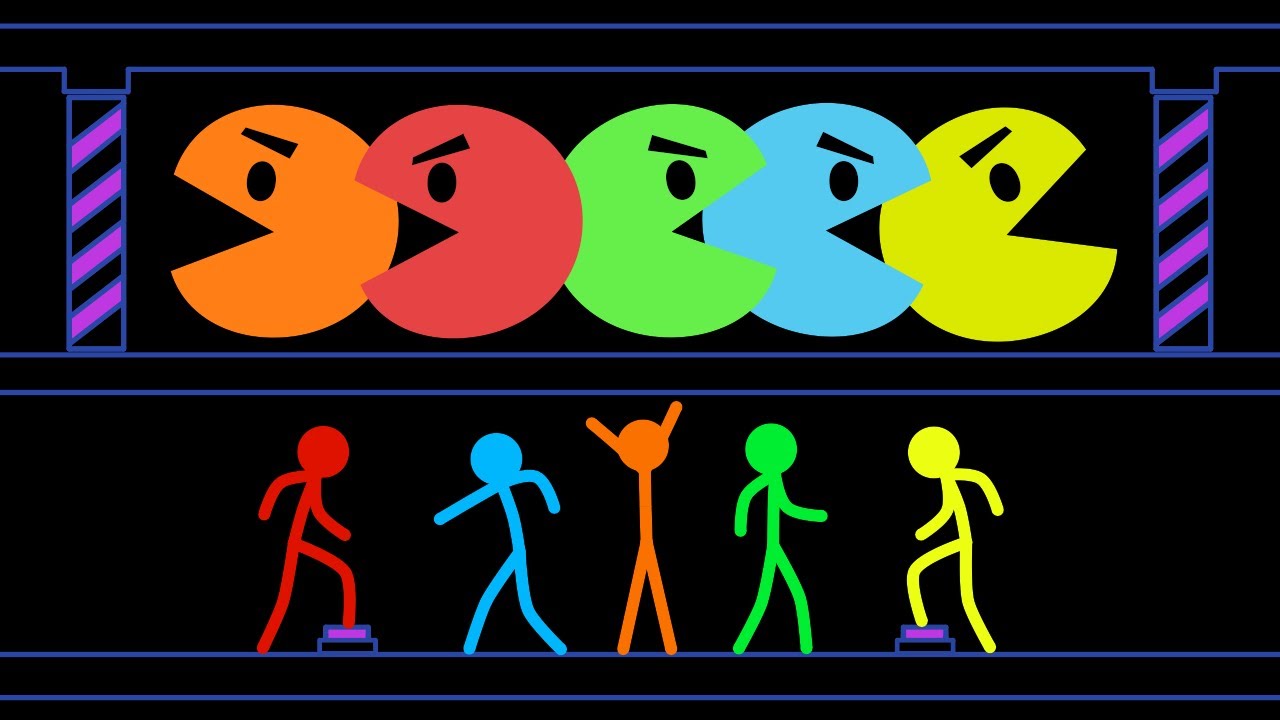 Red and Blue , Stickman Escape Animation - Part 46 ( PACMAN )