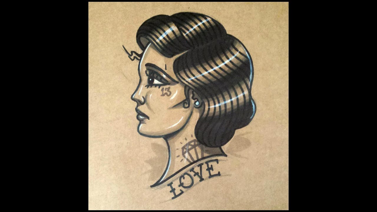 How to draw an Old School Lady Face By thebrokenpuppet