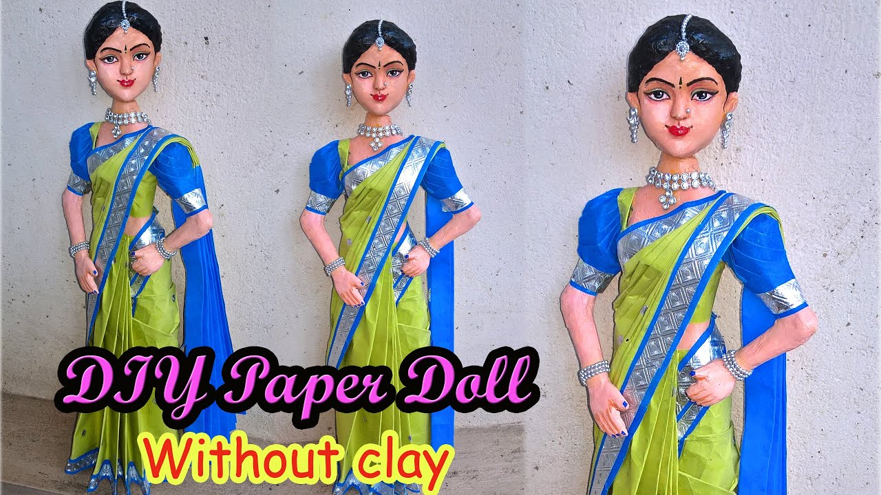 How to make a doll without clay|Creative Jay| news paper| paper doll| best out of waste|DIY|reuse