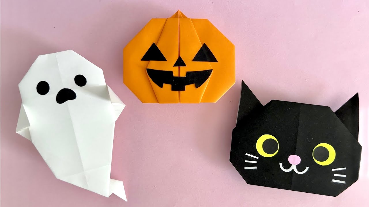 【折り紙】簡単！可愛い ハロウィン折り紙 まとめ Origami Easy Halloween Paper Craft DIY かぼちゃのおばけ ゴースト 黒猫 