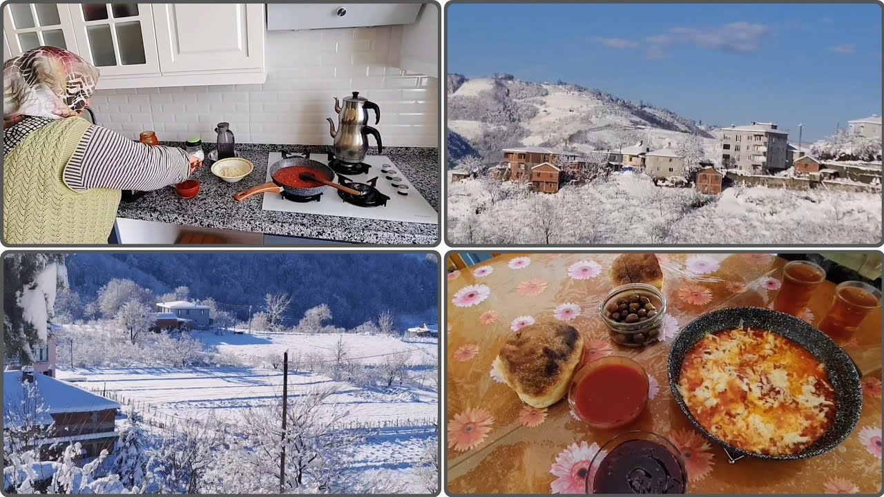 ❄️🍳🧀 Köyde Kara Kış Sabahı! Doğal Köy Kahvaltısı & Kaşarlı Menemen