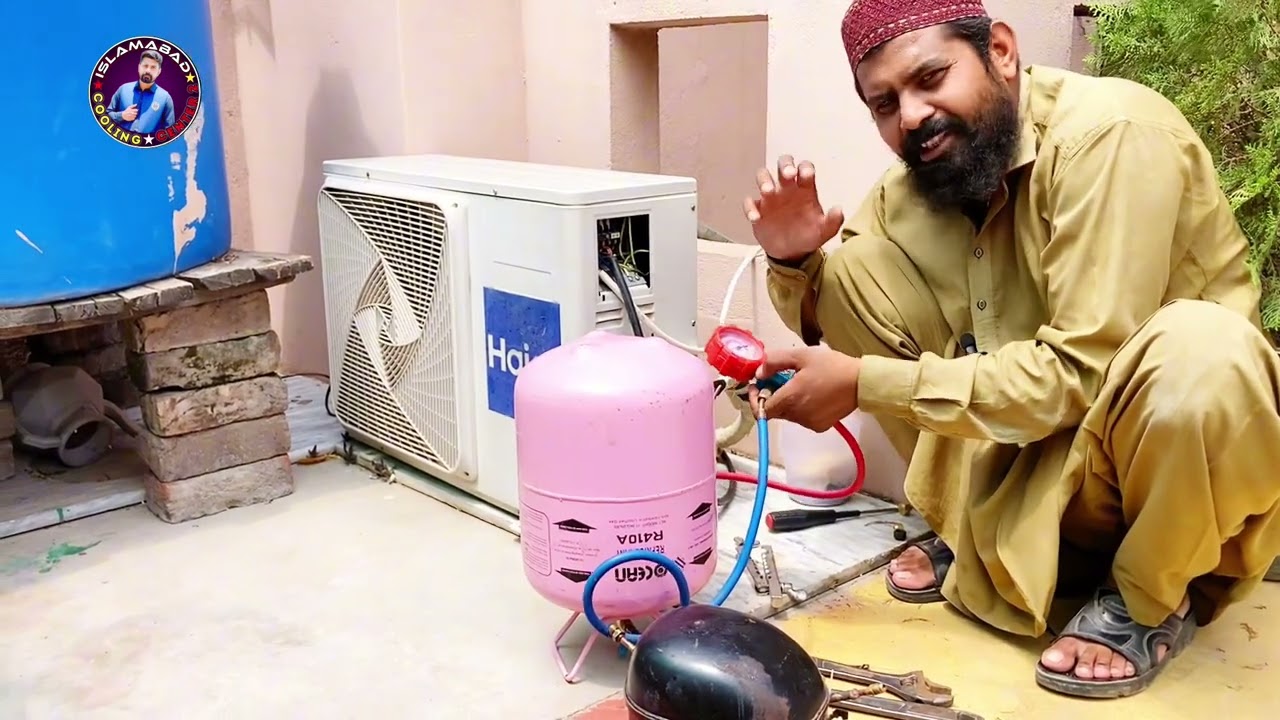 R410a Gas Charging In Haier Dc Inverter Ac || R410a Gas Charging Step By Step