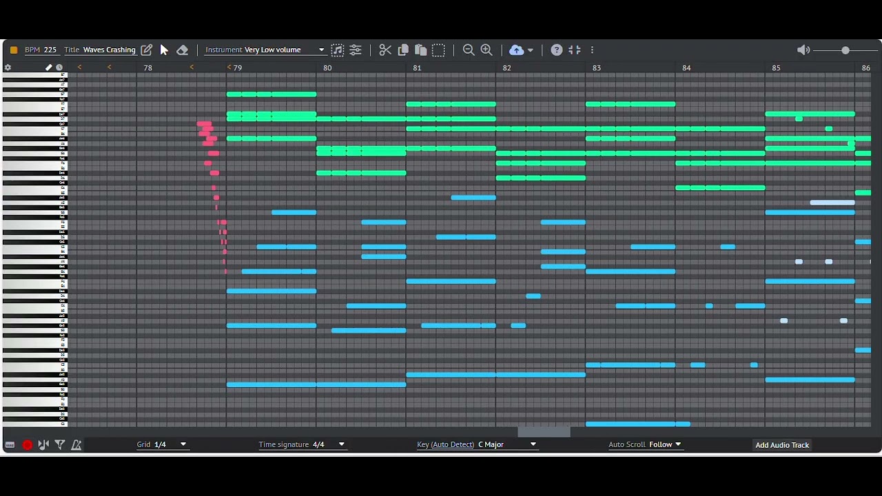 waves crash against a distant shore but it's in online sequencer
