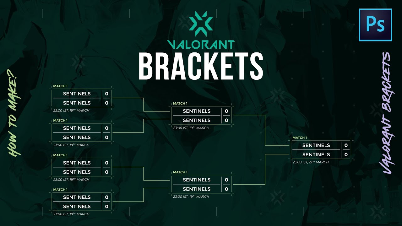 How to Make Valorant Tournament Brackets like VCT? | Adobe Photoshop | #FreeTemplate