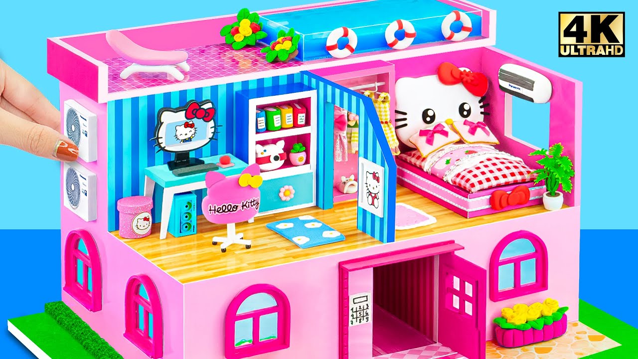 Make 3 Story Hello Kitty House with Bedroom, Rooftop Swimming Pool for Family ❤️ DIY Miniature House