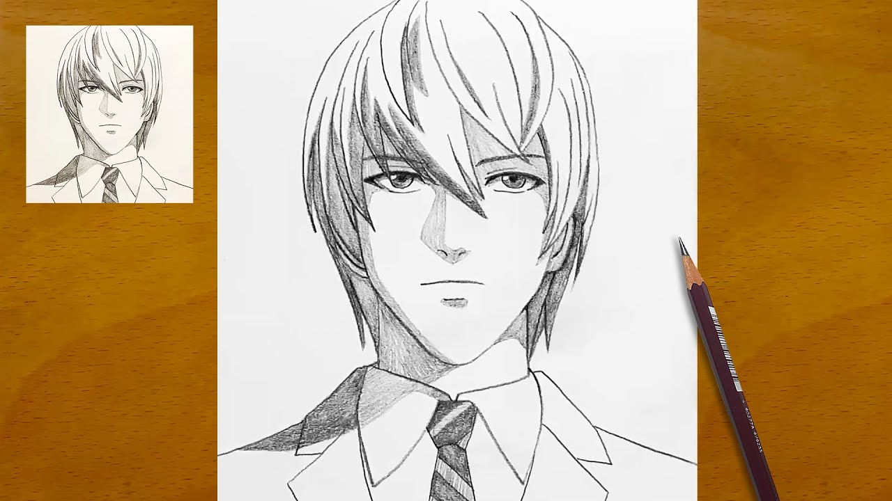 How to draw Light Yagami step by step || Death Note anime drawing || Easy anime sketch