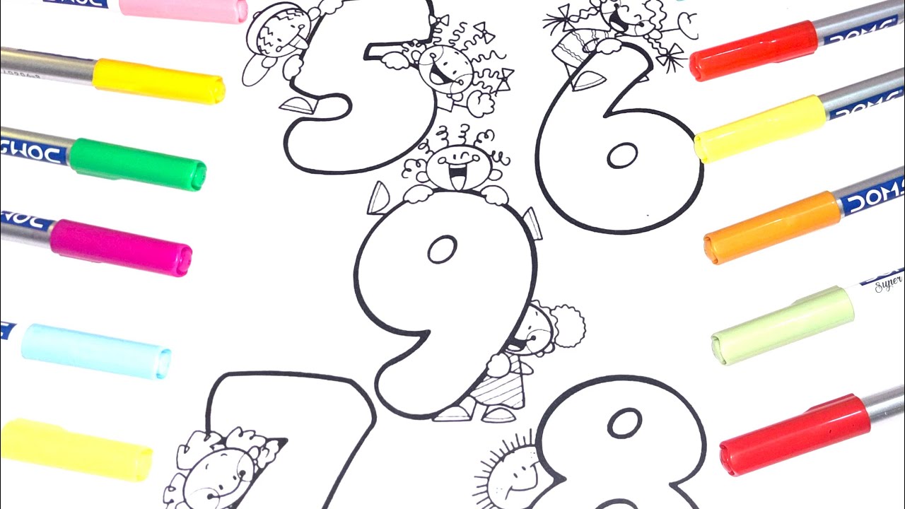 Numbers.5-6-7-8-9.  Colouring and painting for kids and toddlers, Nisha colouring.