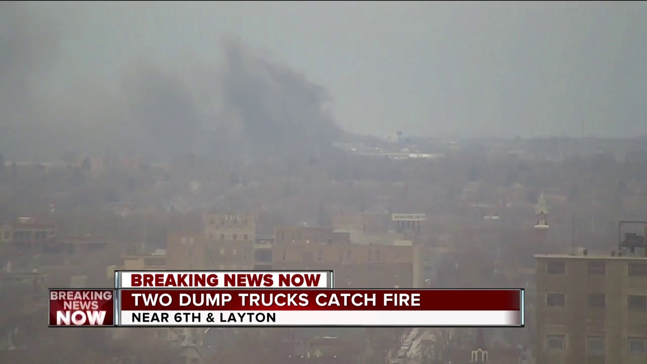 Two dump trucks catch fire in Milwaukee