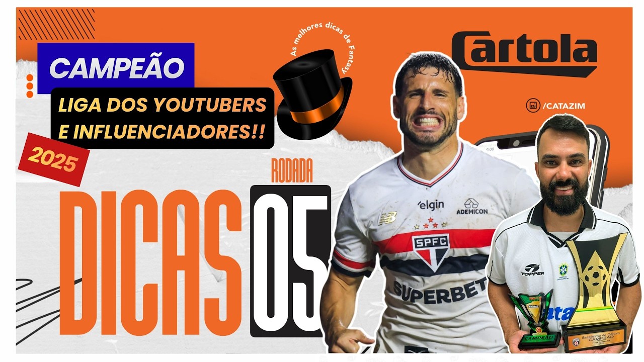 TIME ATUALIZADO PARA 5&ordm; RODADA DO CARTOLA | CAMPE&Atilde;O DA LIGA DOS YOUTUBERS 2025🎩