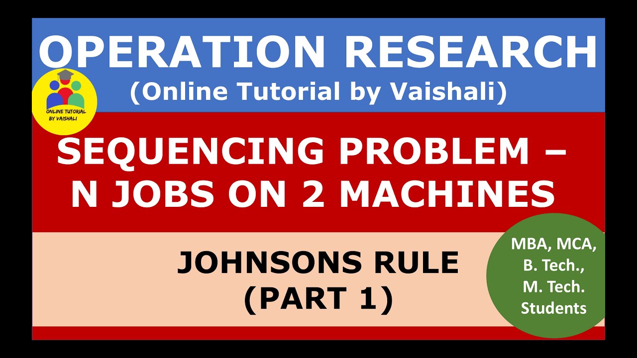 JOB SEQUENCING - PROCESSING N JOBS ON 2 MACHINES - JOHNSONS RULE - OPERATION RESEARCH - Part 1