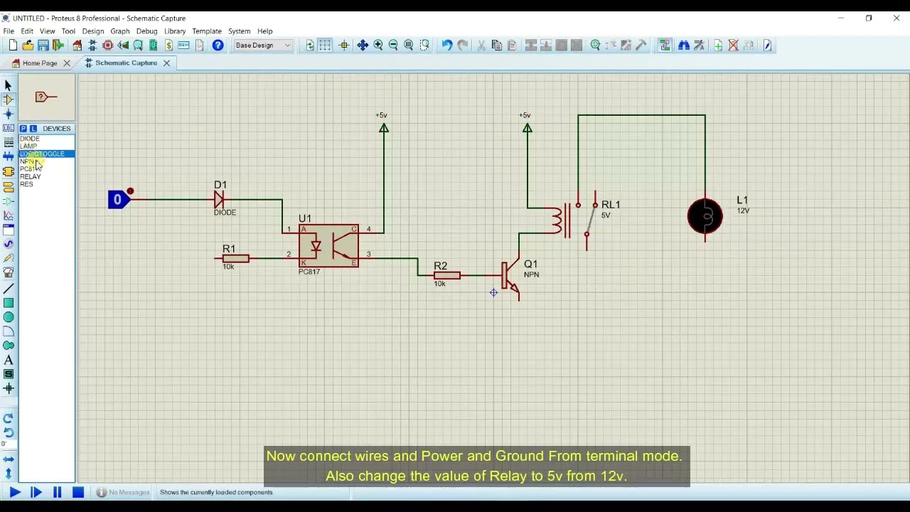 How to Use Optocoupler to control Relay and Bulb - Proteus Simulation