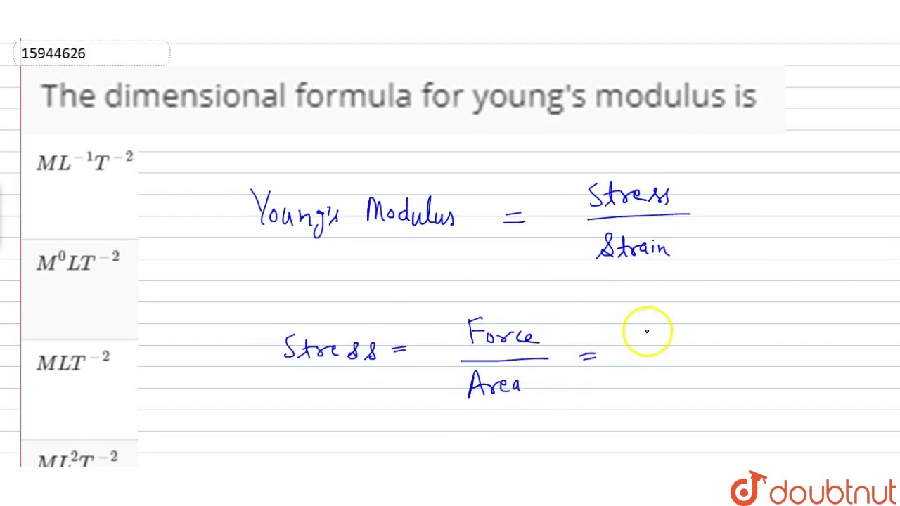 The dimensional formula for young's modulus is