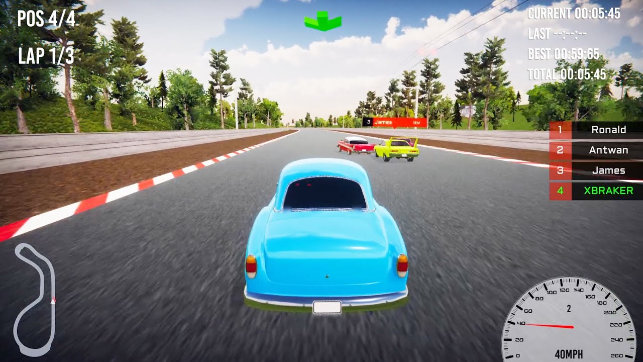 SUNSET RACER New Game - Retro Blue Car Driving Circuit Gameplay Walkthrough