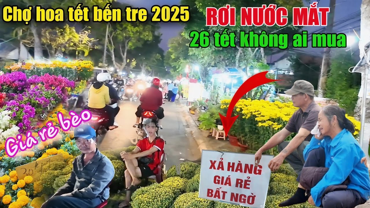 Chợ hoa tết bến tre 2025 vỡ trận thật rồi! H&agrave;ng ng&agrave;n người đi chợ nhưng kh&ocirc;ng mua nh&igrave;n rơi nước mắt