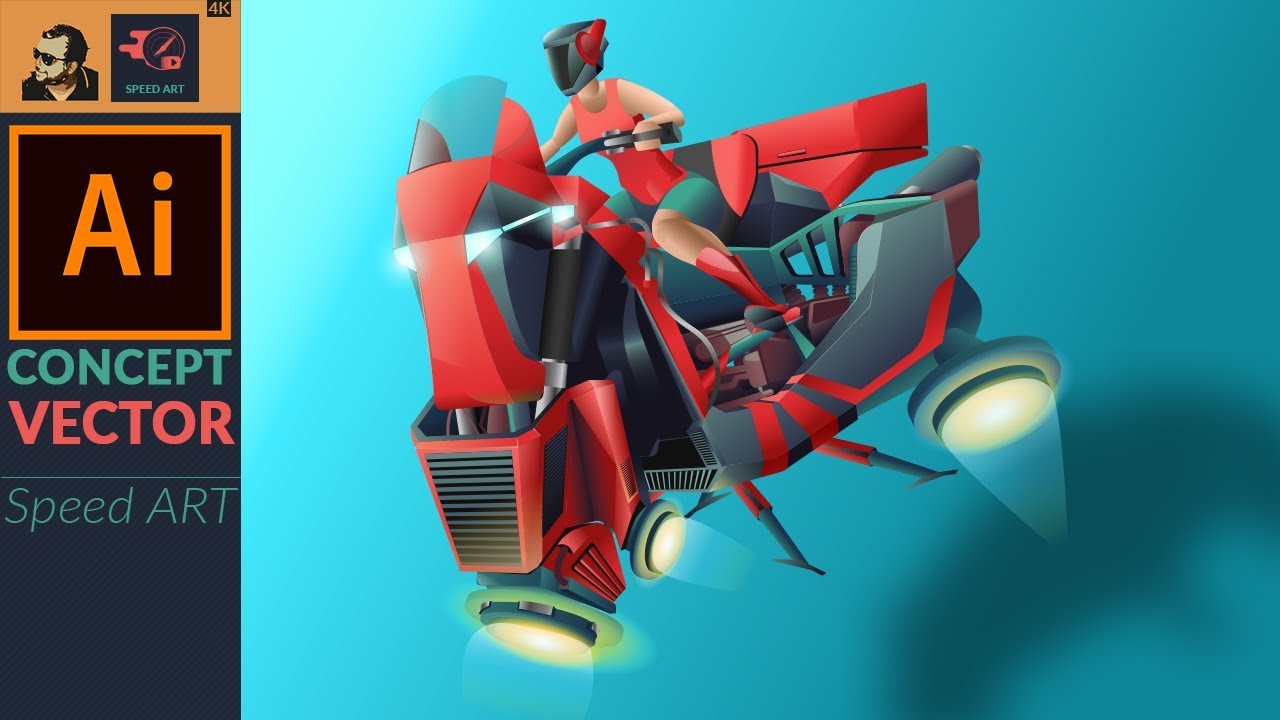 Concept Design in Adobe Illustrator CC | Sci-Fi Hover Bike Design | Speed Art