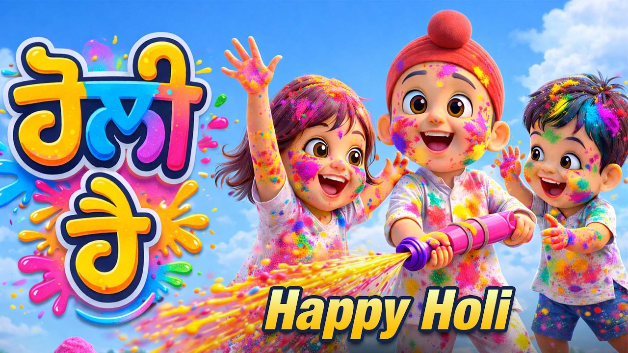 Holi Hai | Best Punjabi Nursery Rhyme for Kids Fun song ਹੋਲੀ ਹੈ