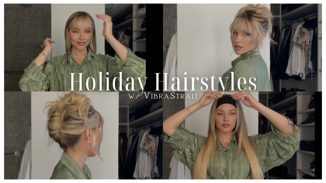 4+ Holiday Hairstyles | DIY Bangs, Curl Hair w/ Straightener, French Twist, Pamela Anderson Hair