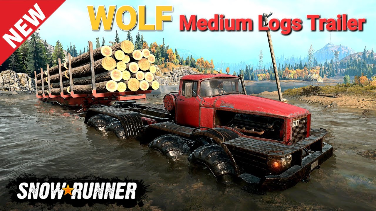 New Wolf Truck With Medium Logs Semi Trailer In SnowRunner