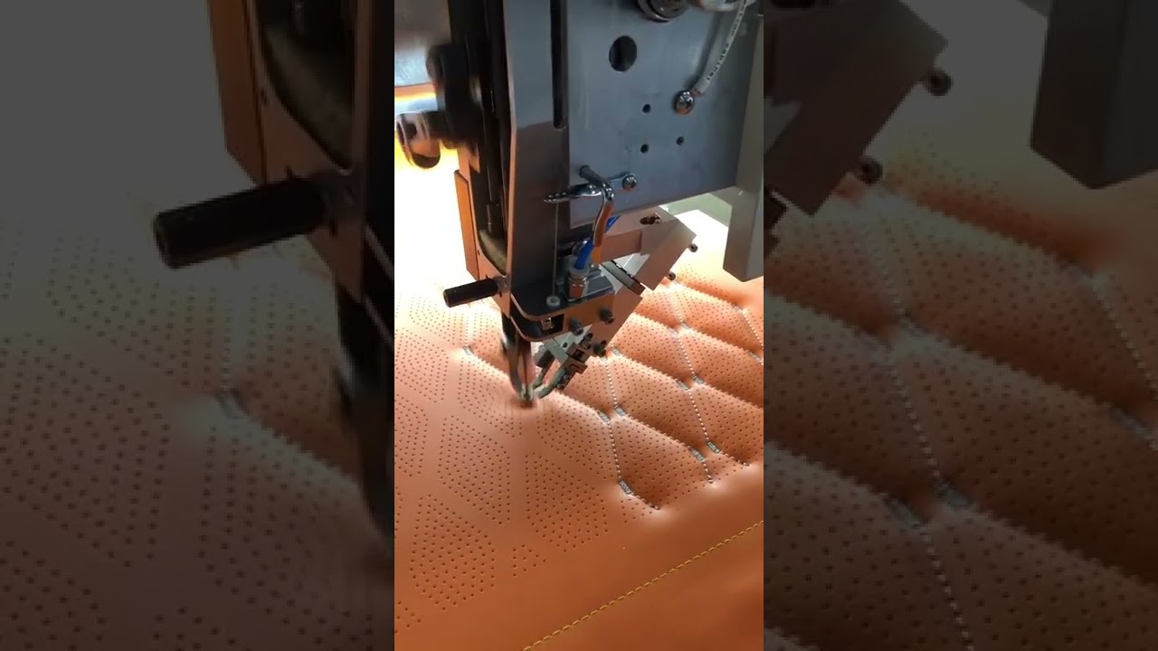 Como costurar + bordar couro perfurado com equipamento de costura autom&aacute;tico?