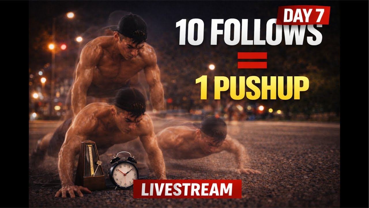 1 pushup per 10 follows (Day 7 / 30)
