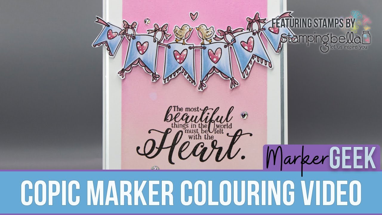 Copic Marker Colouring Stamping Bella Lovely Banner rubber stamp