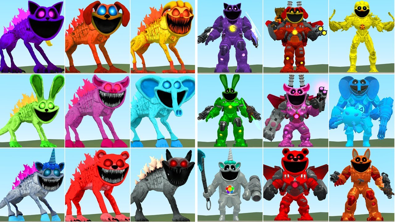 Godzilla Smiling Critters Vs Mecha Titan Smiling Critters Poppy Playtime Chapter 3 in Garry's Mod