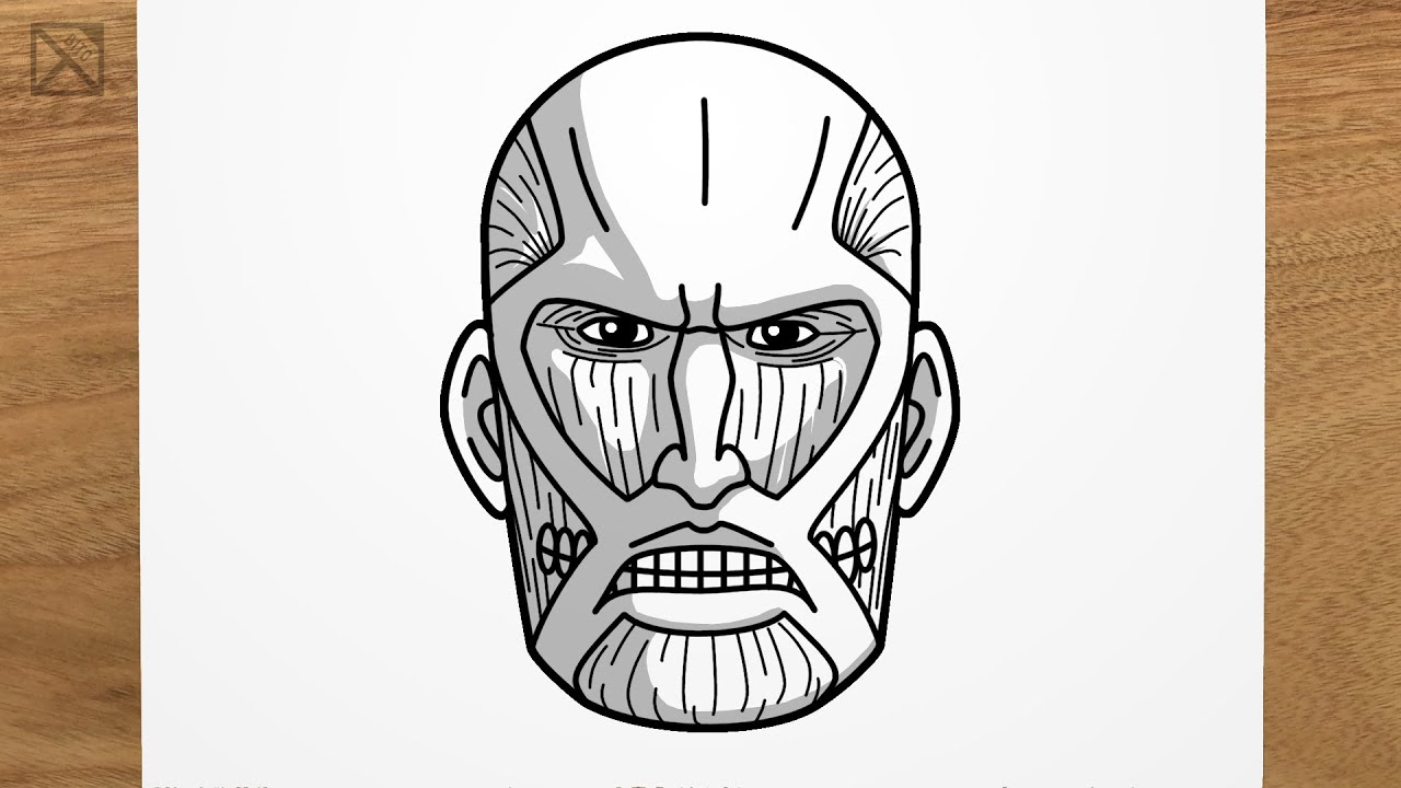 How to draw COLOSSAL TITAN (Attack on Titan - Shingeki no Kyojin) step by step, EASY