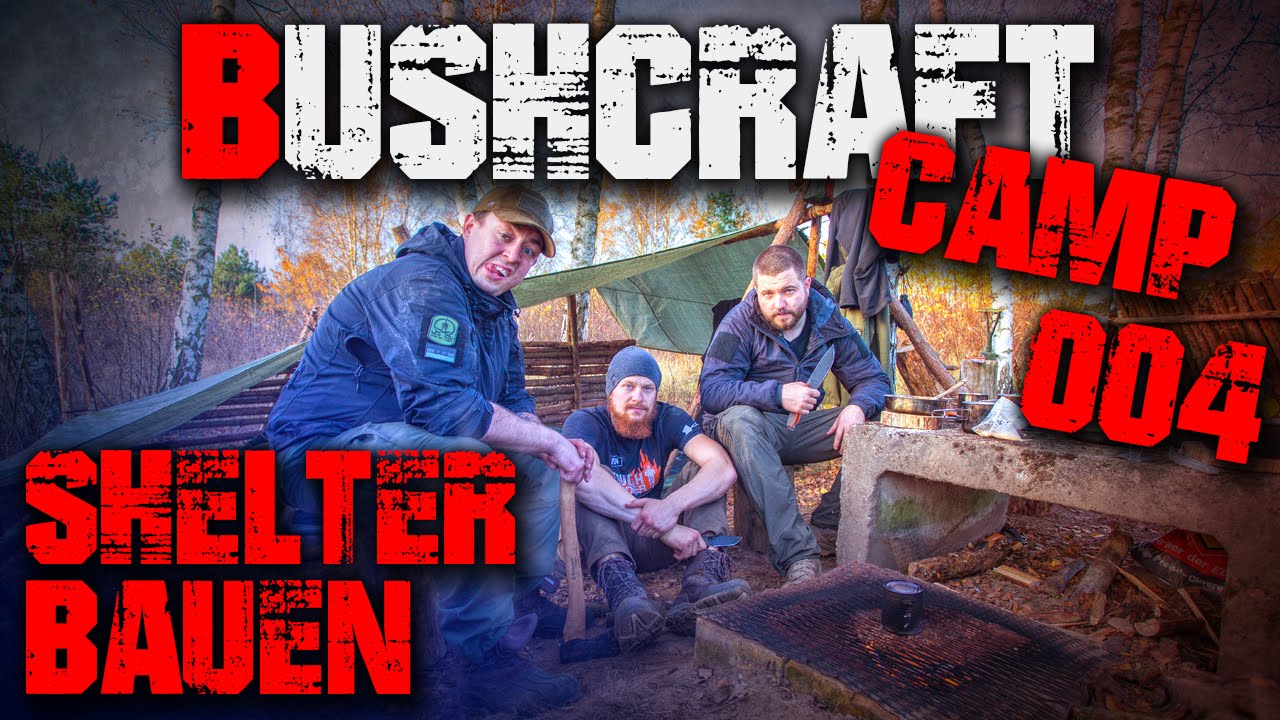 #004 - Shelter bauen Tarp Plane Kochen - Bushcraft Camp Lager Survival - Deutschland german deutsch